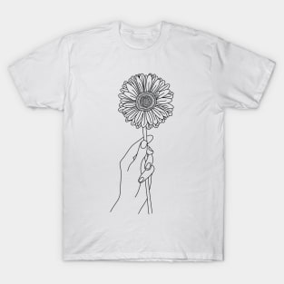 Sunflower Line Art T-Shirt